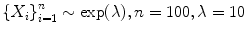 
$$\left \{X_{i}\right \}_{i=1}^{n} \sim \exp (\lambda ),n = 100,\lambda = 10$$
