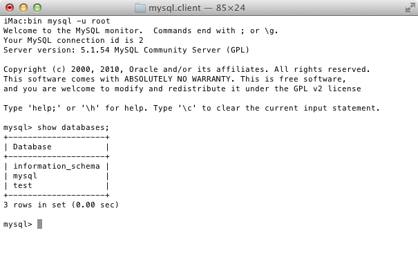 Accessing MySQL from the OS X Terminal program