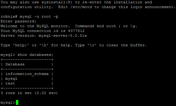 Accessing MySQL using Linux