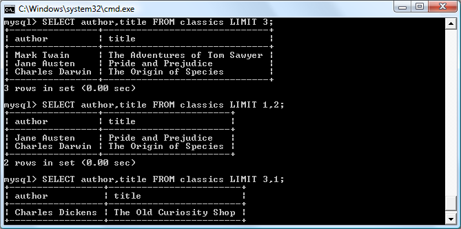 Restricting the rows returned with LIMIT