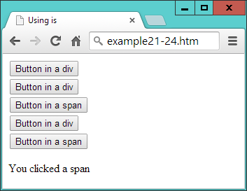 Using the is method to report the parent element