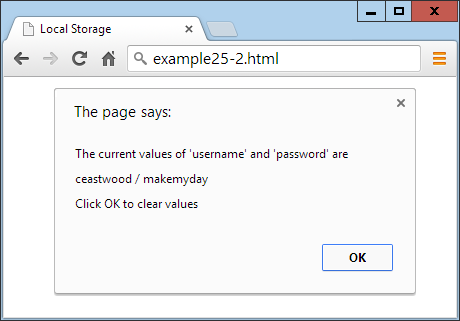 Two keys and their values are read from local storage