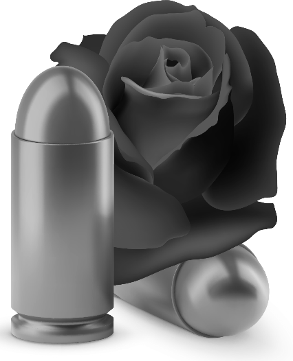 A silver bullet and a rose

Description automatically generated