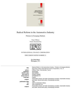 Radical Reform in the Automotive Industry · Policies in Emerging Markets