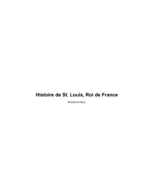 Histoire De St. Louis, Roi De France