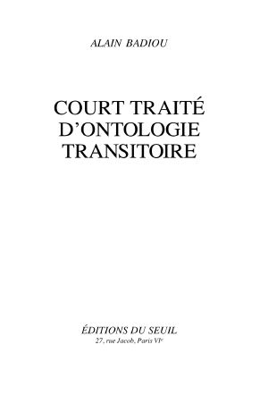 Court Traité D'Ontologie Transitoire