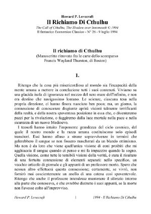 Il Richiamo Di Cthulhu