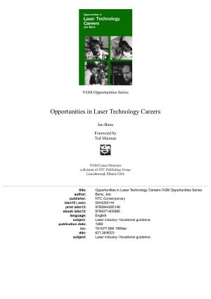 Opportunities in Laser Technology Careers