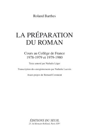 La Préparation Du Roman