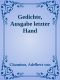 Gedichte, Ausgabe letzter Hand