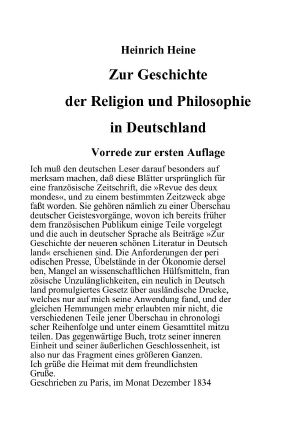 Zur Geschichte der Religion und Philosophie in Deutschland