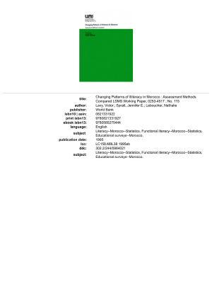 Changing Patterns of Illiteracy in Morocco · Assessment Methods Compared