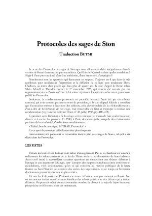 Les Protocoles Des Sages De Sion