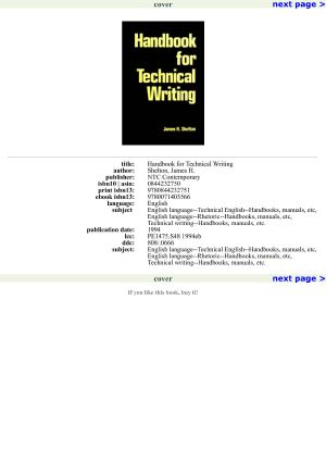 Handbook for Technical Writing