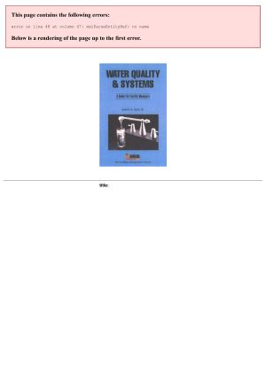 Water Quality & Systems · A Guide for Facility Managers