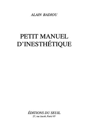 Petit Manuel D'inesthétique