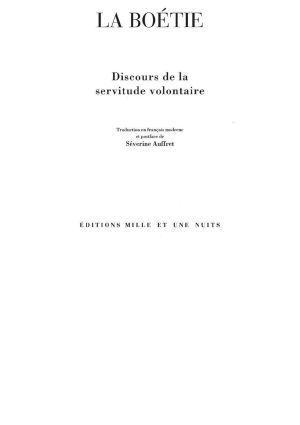 Discours De La Servitude Volontaire