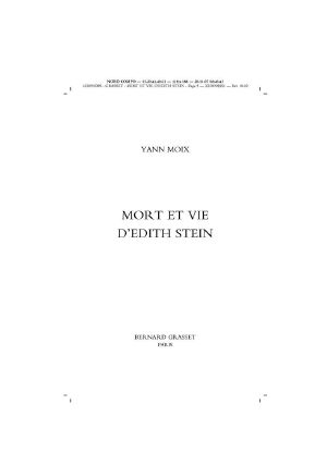 Mort Et Vie D’edith Stein