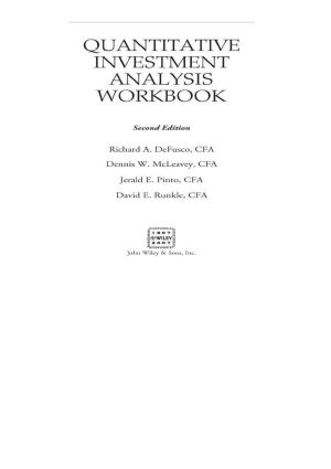 Quantitative Investment Analysis Workbook