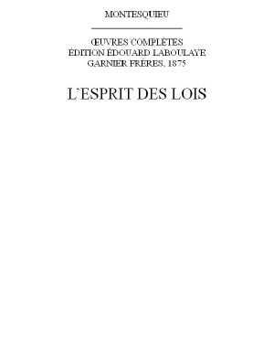 L’Esprit Des Lois