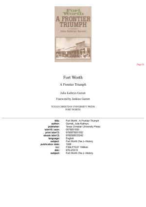 Fort Worth · A Frontier Triumph