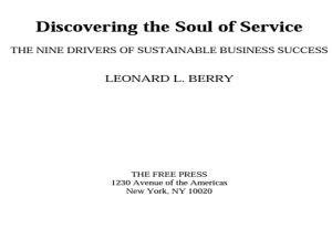 Discovering the Soul of Service · the Nine Drivers of Sustainable Business Success