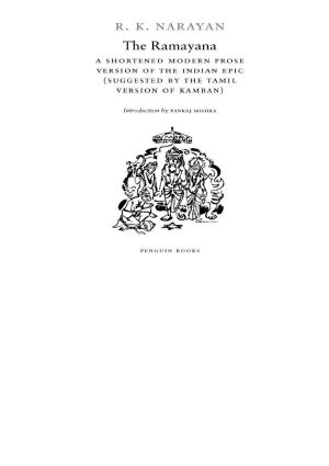 The Ramayana · A Shortened Modern Prose Version of the Indian Epic (Suggested by the Tamil Version of Kamban)