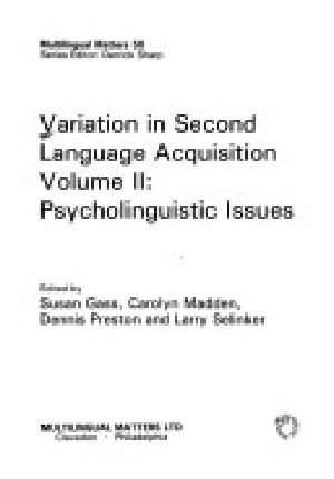 Variation in Second Language Acquisition Volume II · Psycholinguistic Issues