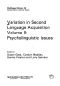 Variation in Second Language Acquisition Volume II · Psycholinguistic Issues