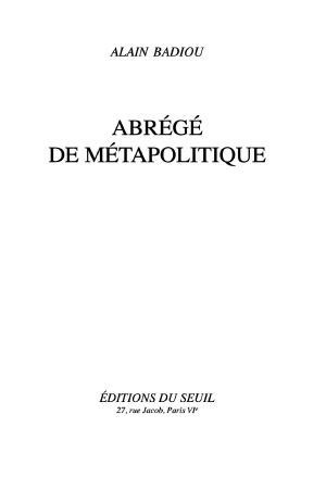 Abrégé De Métapolitique