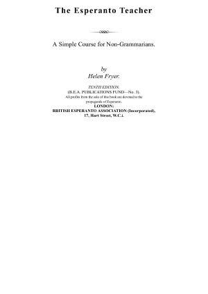 The Esperanto Teacher / a Simple Course for Non-Grammarians