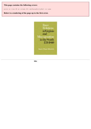 Race Relations in Virginia and Miscegenation in the South 1776-1860