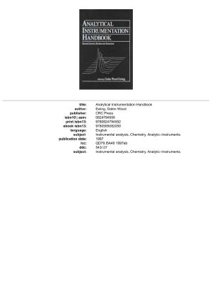 Analytical Instrumentation Handbook