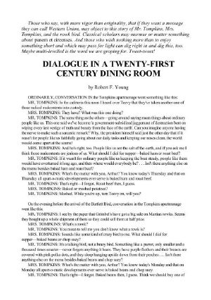 Dialogue in a Twenty-First Century Dining Room