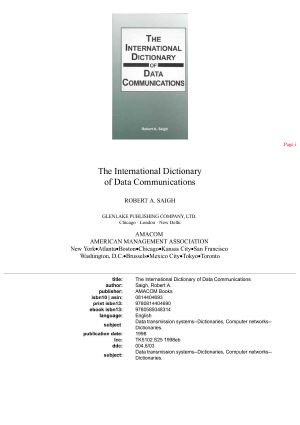 The International Dictionary of Data Communications