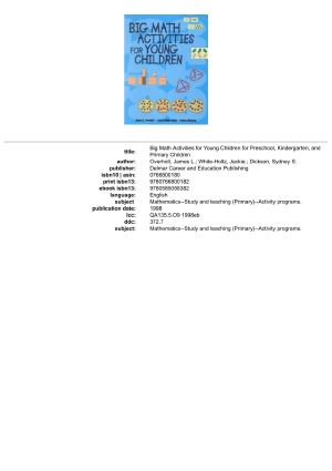 Big Math Activities for Young Children