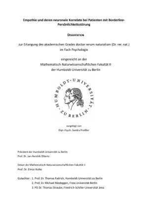 Empathie und deren neuronale Korrelate bei Patienten mit Borderline-Persönlichkeitsstörung