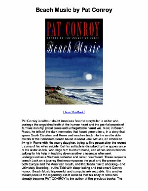 Beach Music by Pat Conroy - I Love This Book!