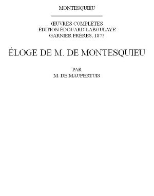 Éloge De M. De Montesquieu