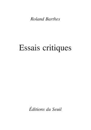 Essais Critiques