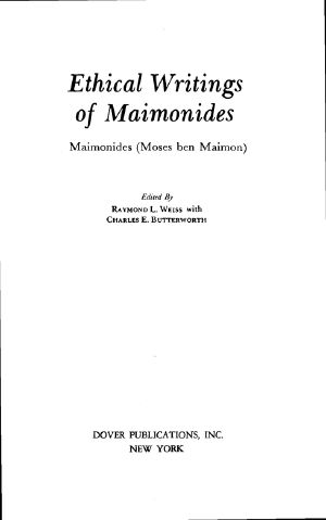 Ethical Writings of Maimonides