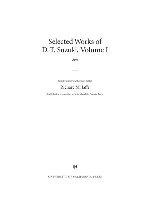 Selected Works of D.T. Suzuki, Volume I